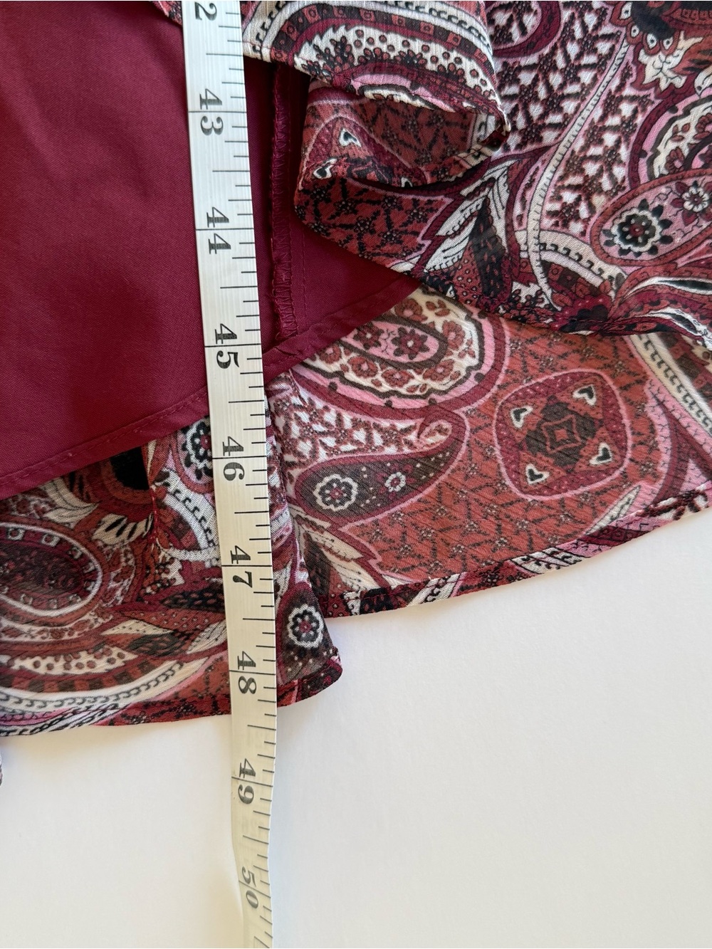 Express Paisley Ruffle Maxi Dress Red Ruffle V-Neck Spaghetti Strap Large - Picture 11 of 15
